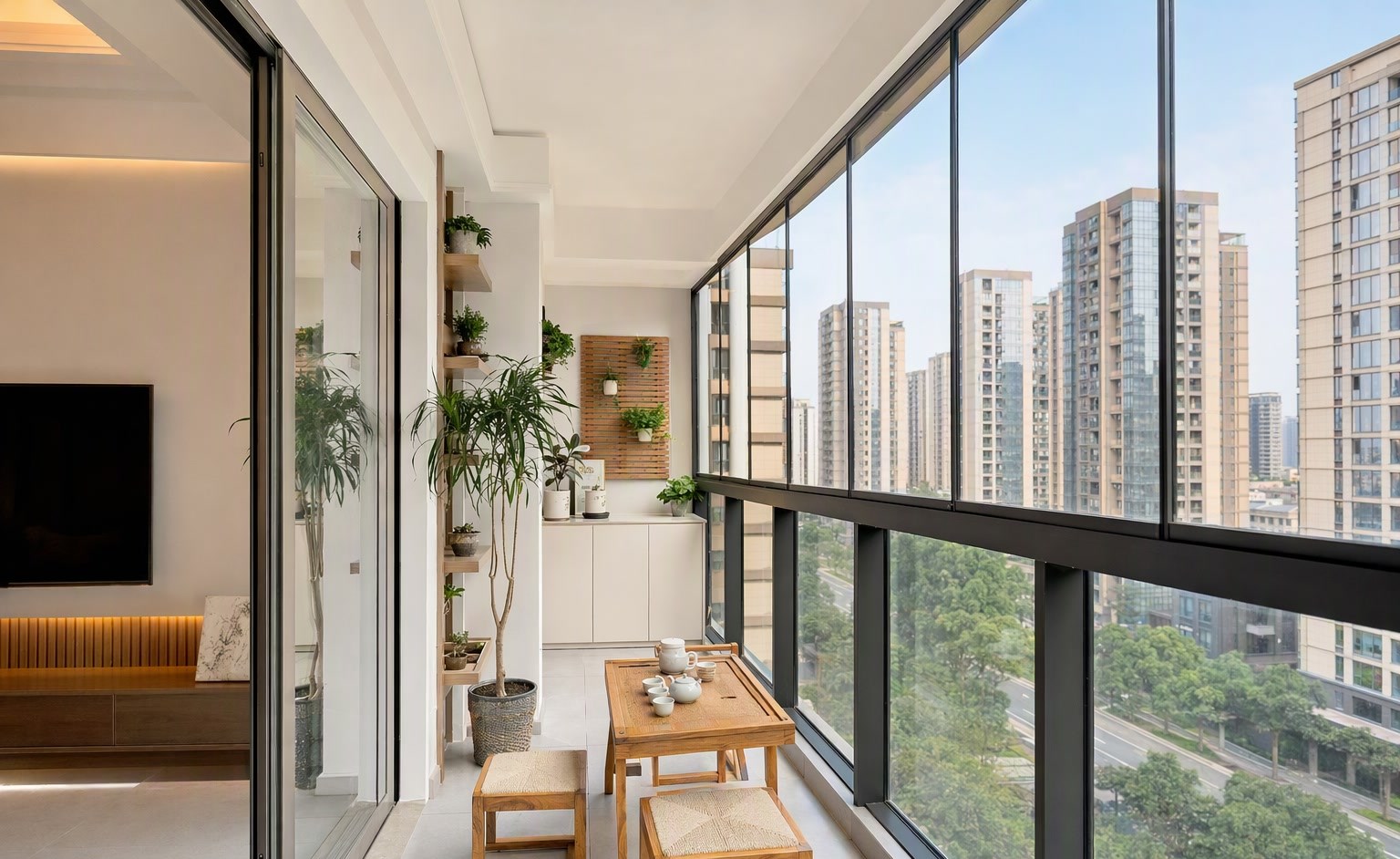 烟台开发区封阳台与海景房门窗实景